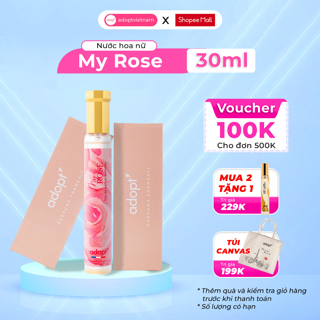 Nước hoa nữ Adopt tinh dầu thơm chính hãng Pháp lưu hương lâu tự tin mọi lúc mọi nơi chai 30ml