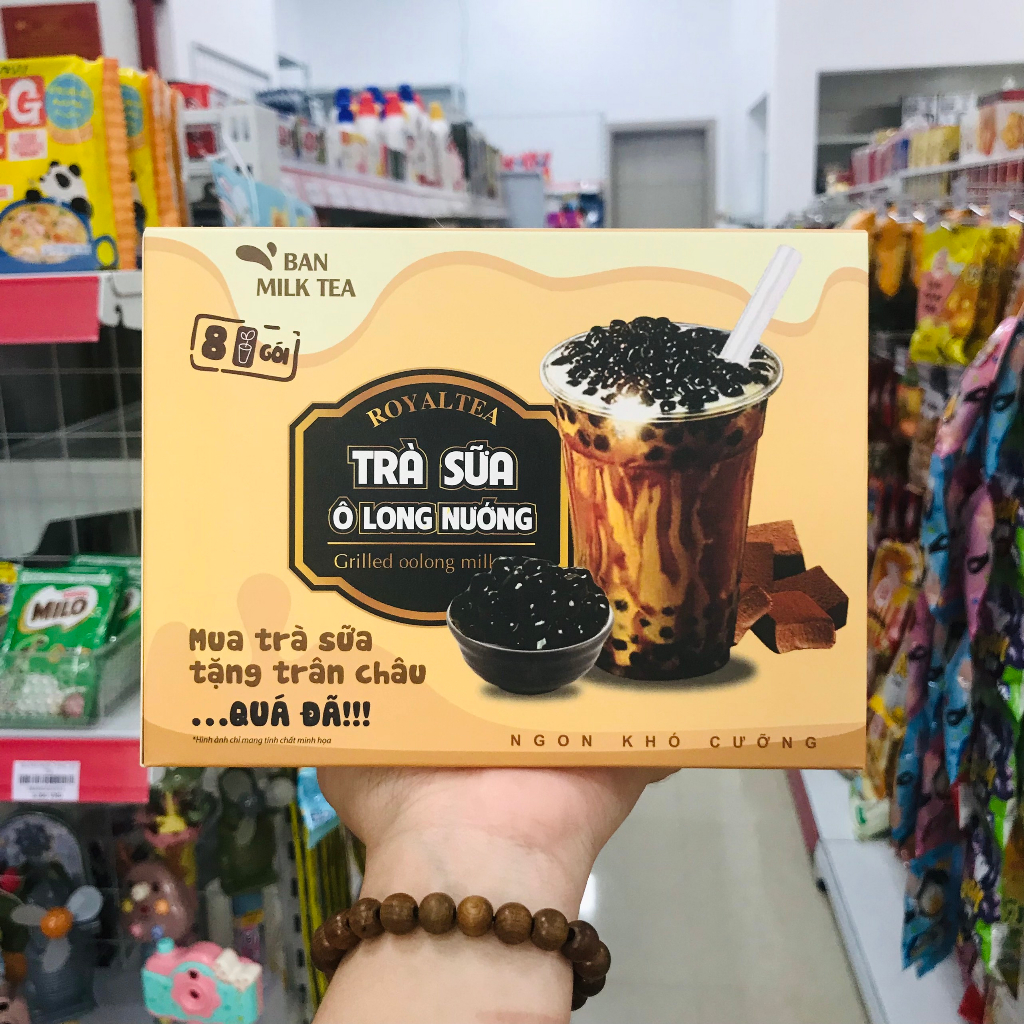 Trà sữa Royal Tea trân châu đường đen / Ô long nướng hộp 8 gói