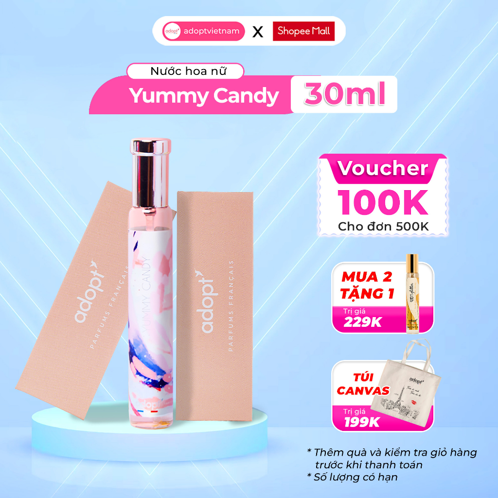 Nước hoa nữ Adopt Yummy Candy tinh dầu thơm chính hãng Pháp mùi ngọt lưu hương quyến rũ quý phái tự tin mọi thời điểm