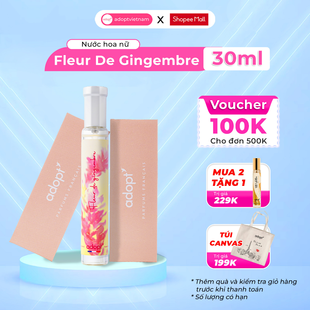 Nước hoa nữ Adopt Fleur De Gingembre tinh dầu thơm chính hãng Pháp lưu hương đến 12 tiếng hương thơm tươi mát sôi động