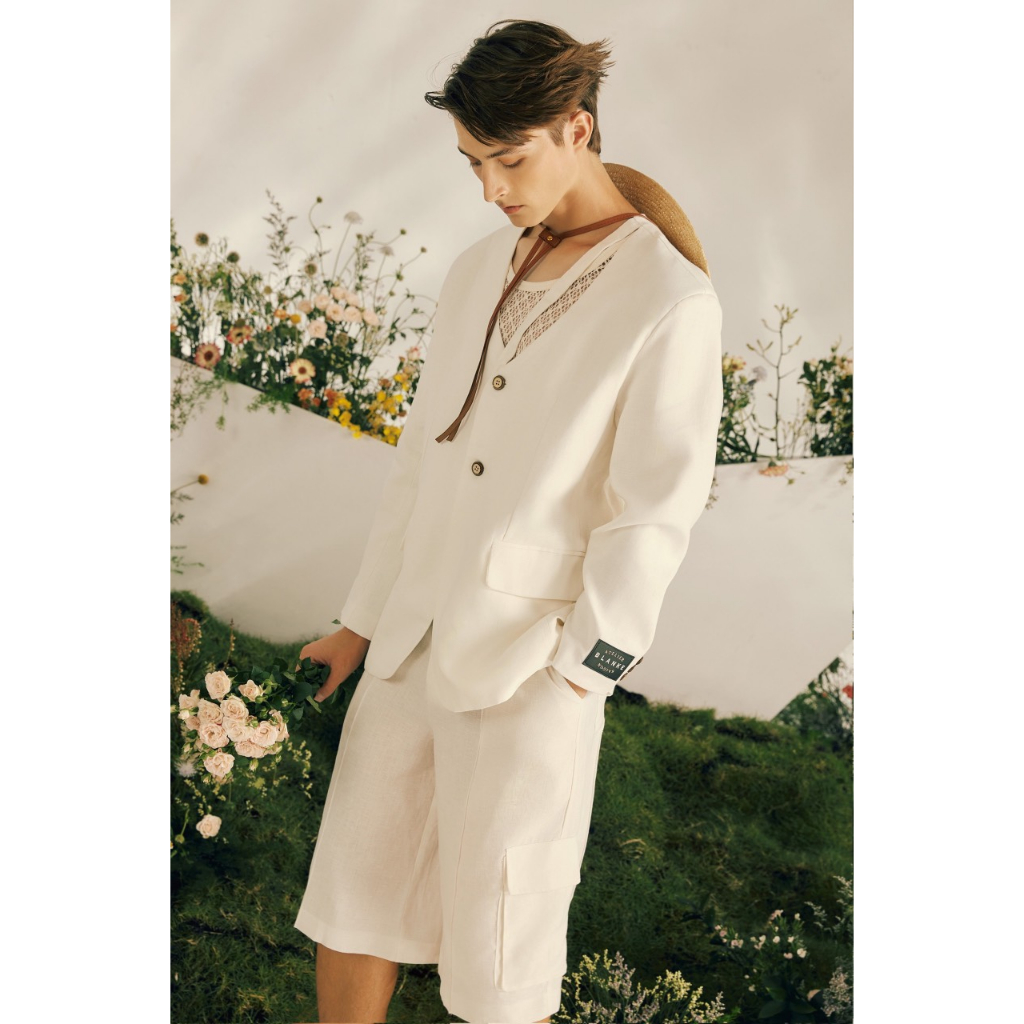 BLANKESPACE Áo Blazer Cutout Blazer Vải Cotton Thời Trang Nam Nữ Unisex