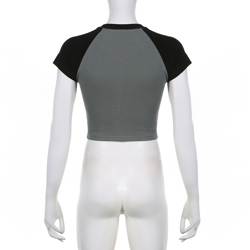 Croptop Raglan Phối Màu Trendy "Bad Later", Áo Tay Ngắn Thun Ôm Body
