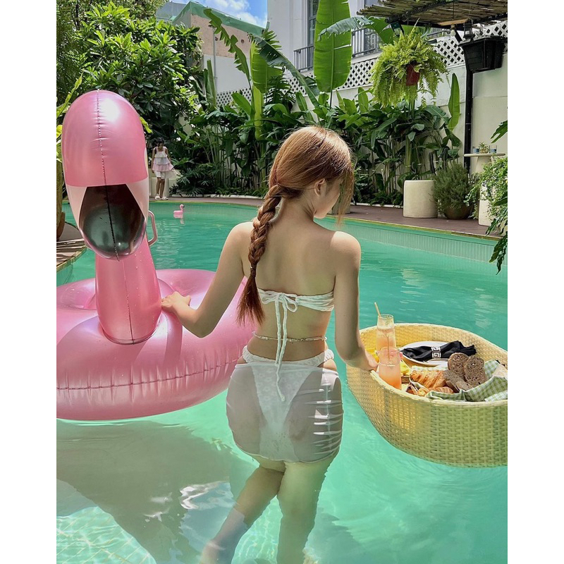 BIKINI HAI HỒNG HOA NHUNG NƠ QUÂY NGỰC