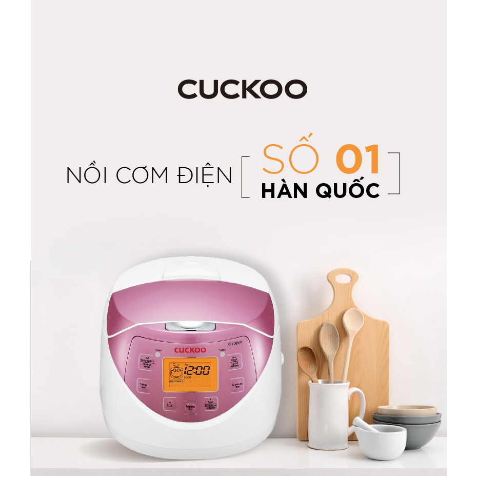 Nồi cơm điện tử Cuckoo 1L CR-0631F ( màu hồng) - Lòng nồi chống dính, nhiều chế độ nấu ăn - Chất lượng Hàn Quốc