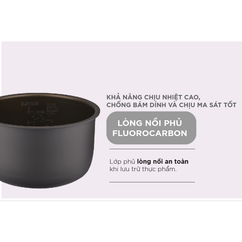 Nồi cơm điện tử Cuckoo 1L CR-0631F ( màu hồng) - Lòng nồi chống dính, nhiều chế độ nấu ăn - Chất lượng Hàn Quốc