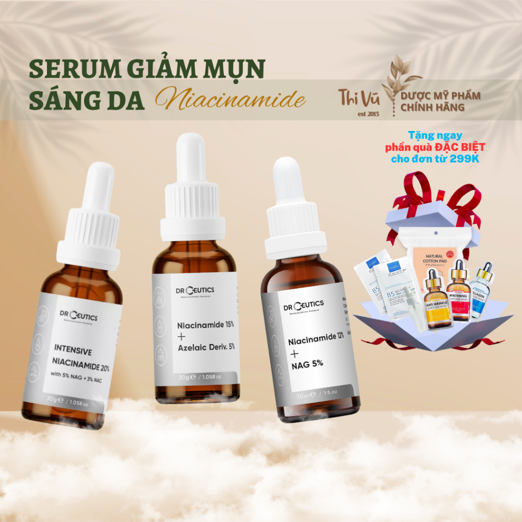 Tinh chất Serum B3 Niacinamide DrCeutics giảm thâm, sáng da, kiềm dầu 30ml 100ml - Thi Vũ