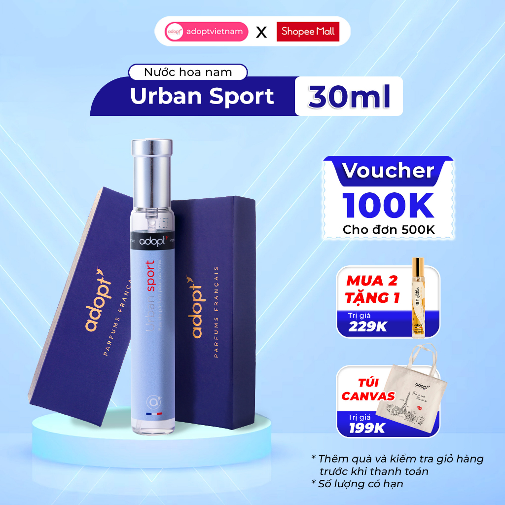 Nước hoa nam Adopt Urban Sport tinh dầu thơm chính hãng Pháp lưu hương đến 12 tiếng tươi mát nam tính