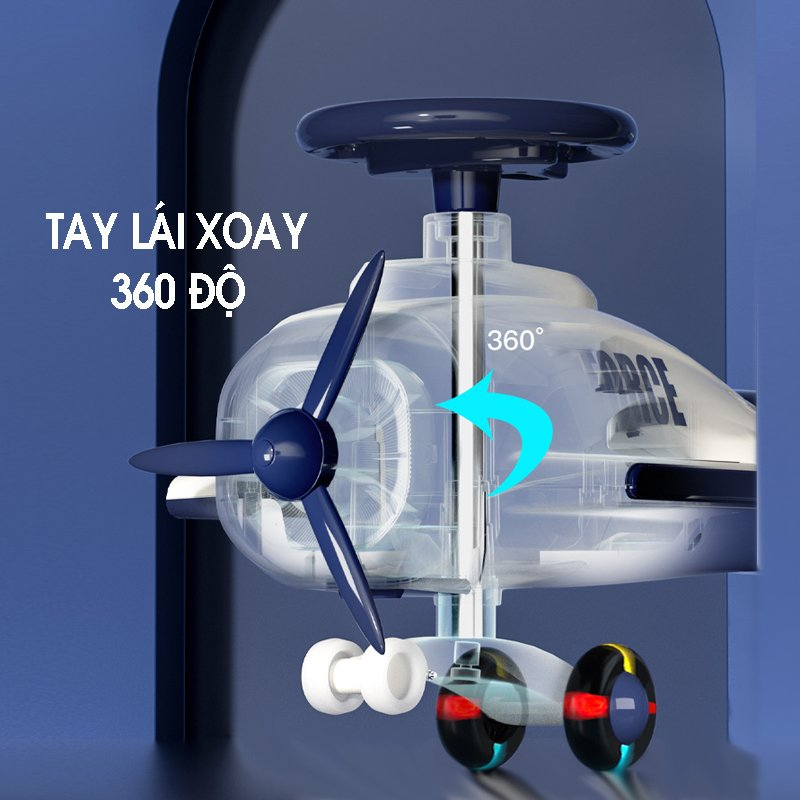 Xe lắc cho bé có đèn nhạc 2in1, xe chòi chân trẻ em mô hình MÁY BAY cao cấp