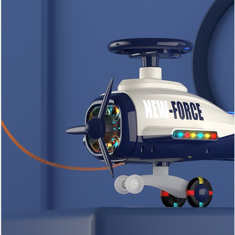 Xe lắc cho bé có đèn nhạc 2in1, xe chòi chân trẻ em mô hình MÁY BAY cao cấp