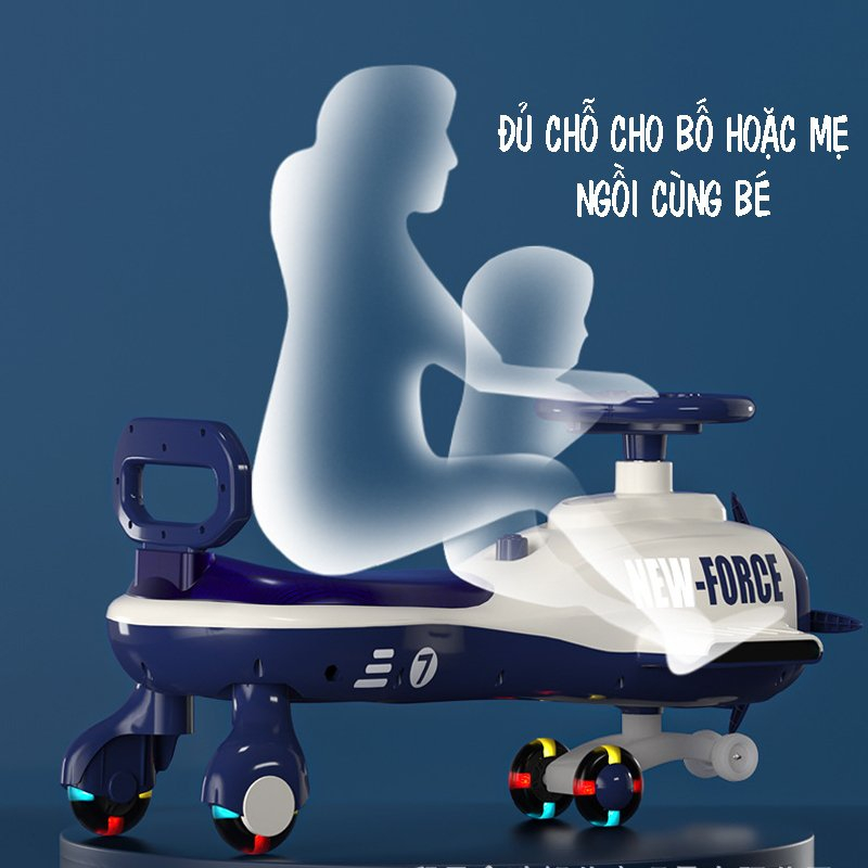 Xe lắc cho bé có đèn nhạc 2in1, xe chòi chân trẻ em mô hình MÁY BAY cao cấp