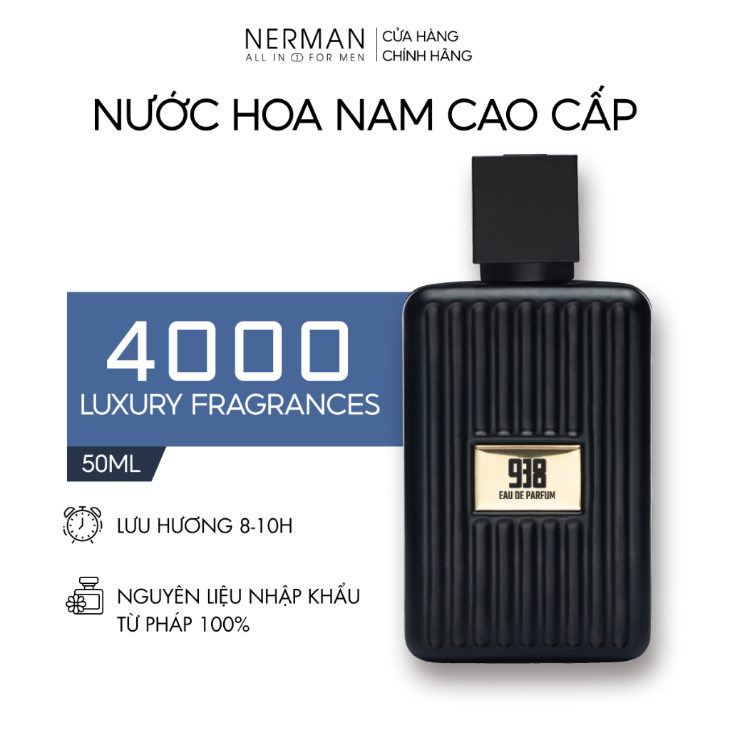 Nước hoa nam Nerman - hương thơm nhẹ nhàng, tinh tế hút nữ giới, hợp đi hẹn hò, đi chơi, đi làm lưu hương tới 8h 50ml