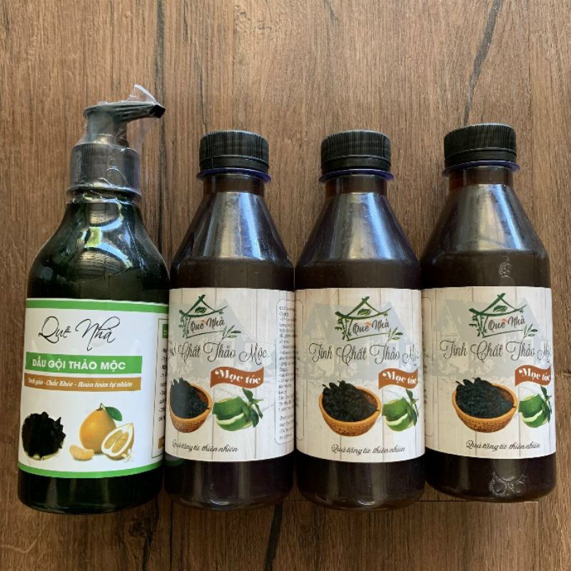 Combo 1 chai dầu gội Thảo Mộc Quê Nhà + 3 chai tinh chất Thảo Mộc Quê Nhà