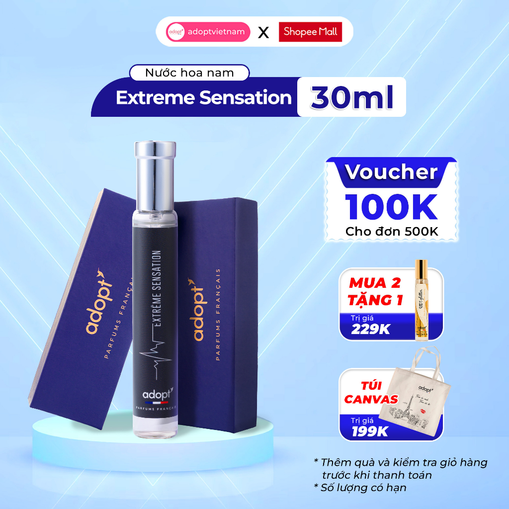 Nước hoa nam Adopt Extreme Sensation tinh dầu thơm chính hãng Pháp lưu hương tới 12 tiếng nét phong trần ấm áp nam tính