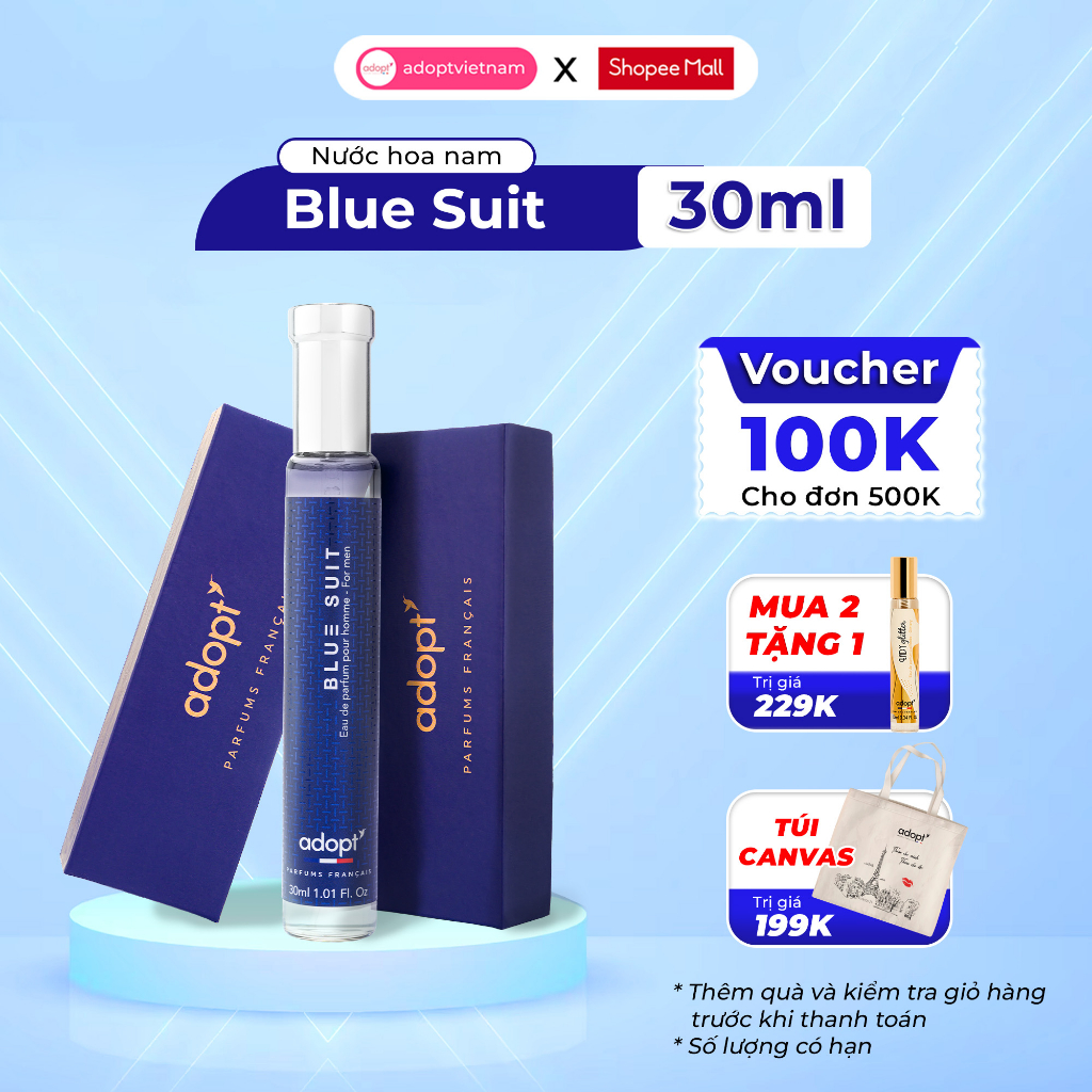 Nước hoa nam Adopt Blue Suit tinh dầu thơm chính hãng Pháp lưu hương tới 12 tiếng đẳng cấp phái mạnh