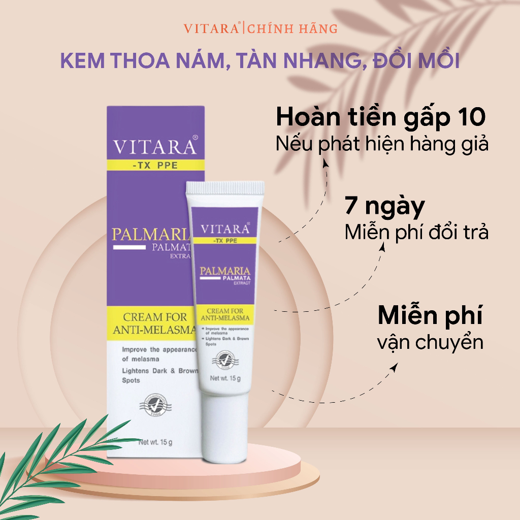 Kem thoa nám tàn nhang đồi mồi Vitara - TX PPE ngăn ngừa và giảm nám, tàn nhang, đồi mồi mới xuất hiện trên mặt 15g