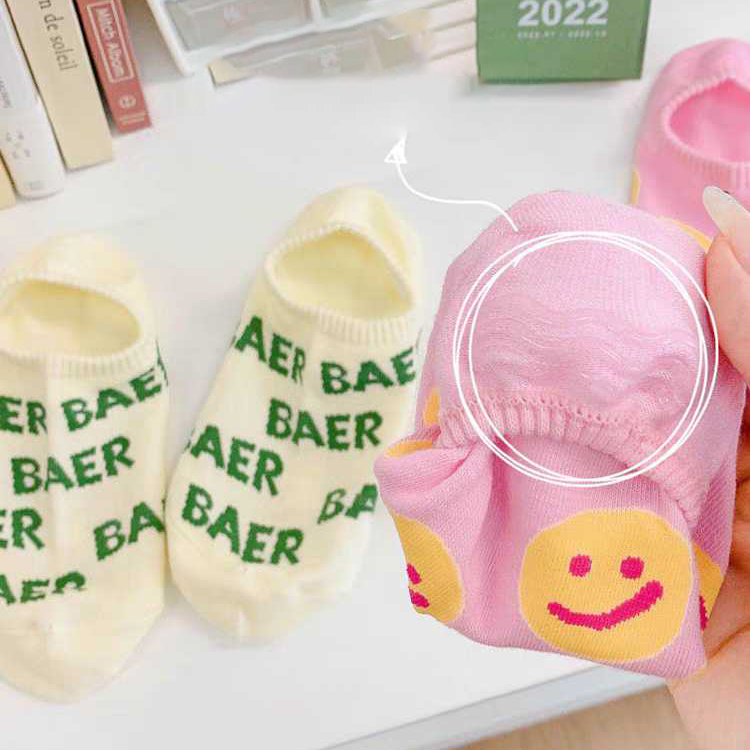 Tất Vớ Thuyền Chống Trượt, Tụt Gót Hình Hoa Quả Trái Cây Hoạt Hình Mặt Cười Cute Cartoon Socks