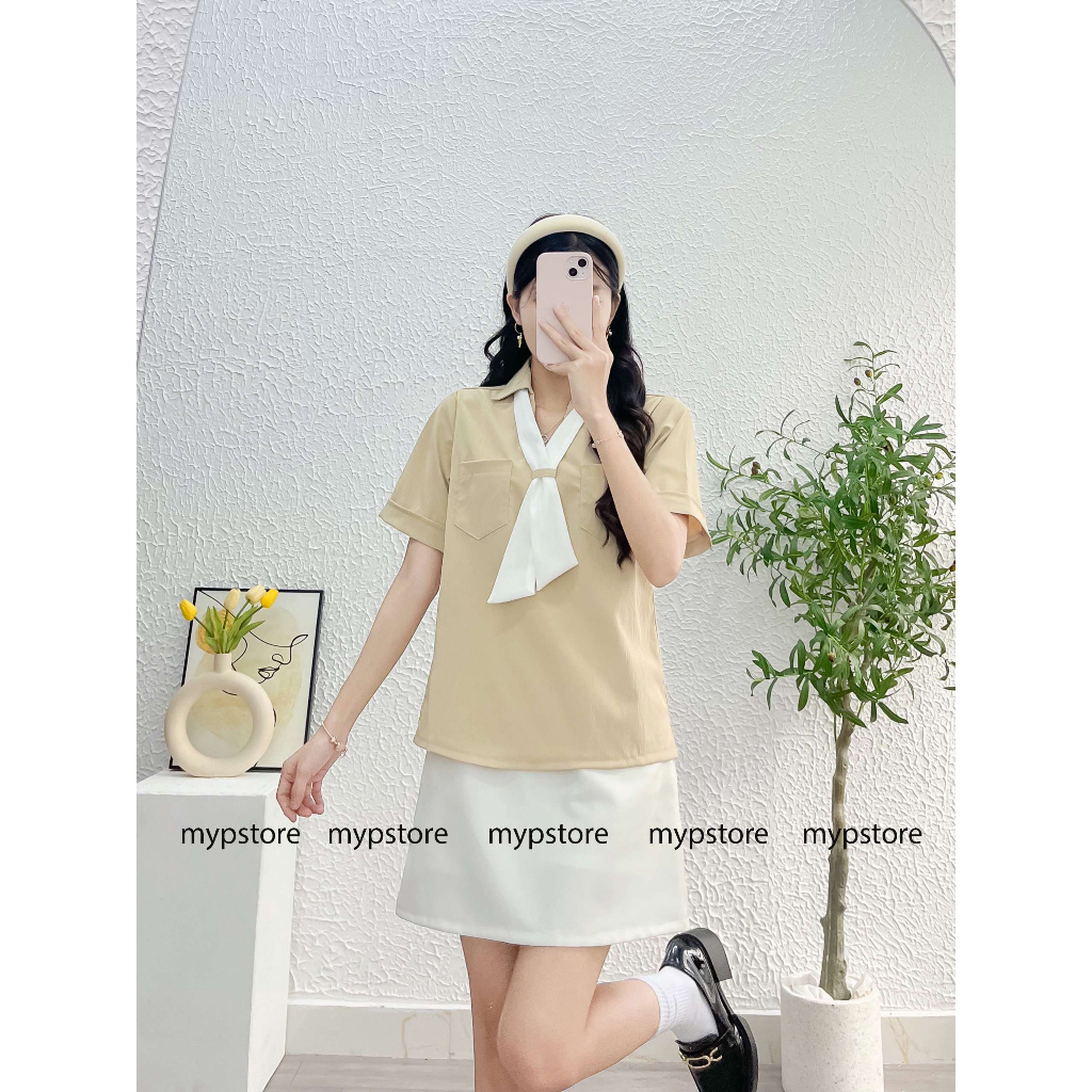Áo sơ mi kèm dây đan rời tay ngắn mypstore