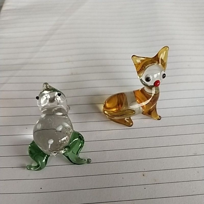 combo 2 con thú thủy tinh nhỏ xinh để phòng học để bàn, làm quà tặng