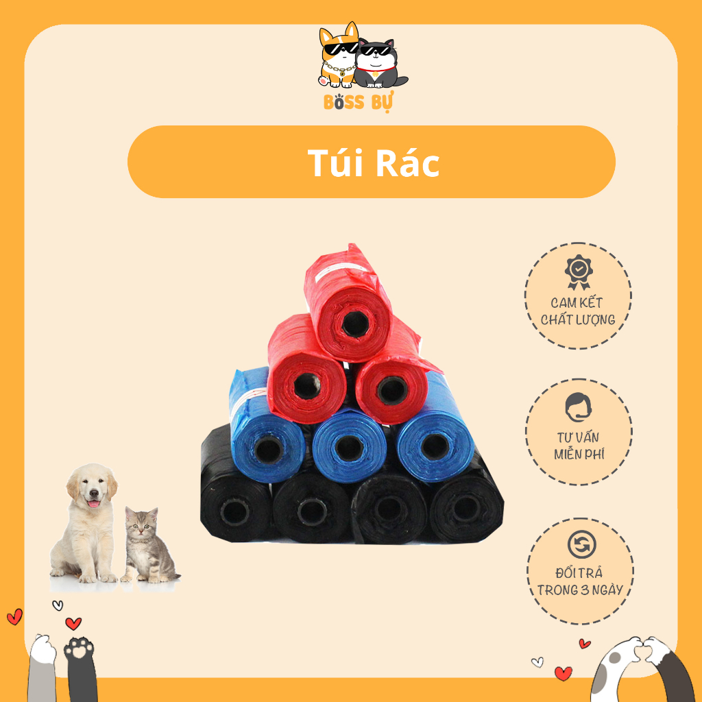 Cuộn Rác Túi Nilon Dọn Phân Cho Thú Cưng Chó Mèo Kích Thước 1m5