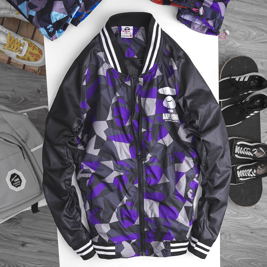 Khoác Gió bomber Camo Tím 2023