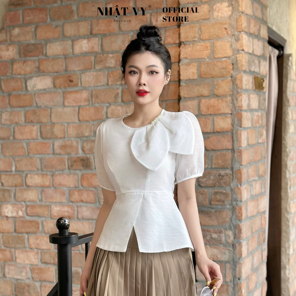 Áo peplum dự tiệc cổ tròn cách điệu chất voan xốp phù hợp đi chơi dạo phố sang trọng - D2794