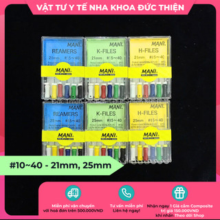 Trâm nội nha reamers k files h files mani nong dũa số 10~40 - vật tư nha khoa chính hãng