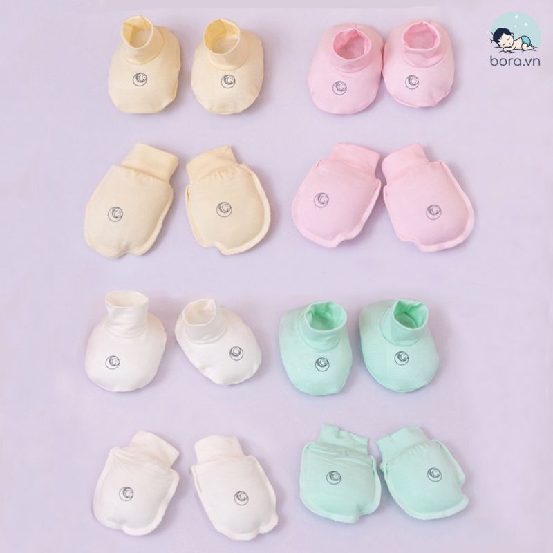 Set nón và bao tay chân cho bé sơ sinh sợi tre kháng khuẩn, mềm mại Anminaza