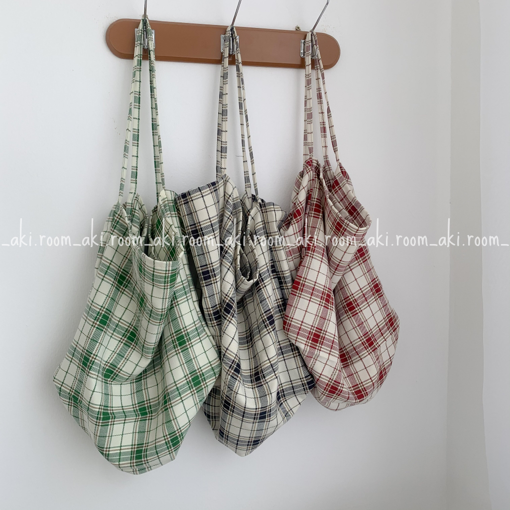 Túi tote kẻ siêu to quai mảnh