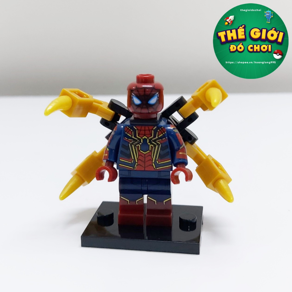 Mô Hình minifigure Marvel, nhân vật Spider Man suit 4 chân trong Avengers, kèm Đế