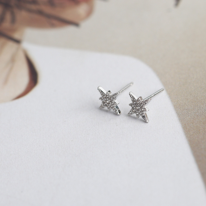 Khuyên tai nữ bạc sao 8 cánh| TRANG SỨC BẠC ACCESSORIES