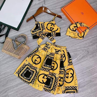 Set áo váy croptop kèm tuban cho bé