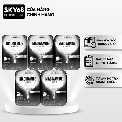Combo 5 Mặt nạ dưỡng sáng, căng bóng da Foodaholic NIACINAMIDE & ARBUTIN Ample Mask 23ml x5