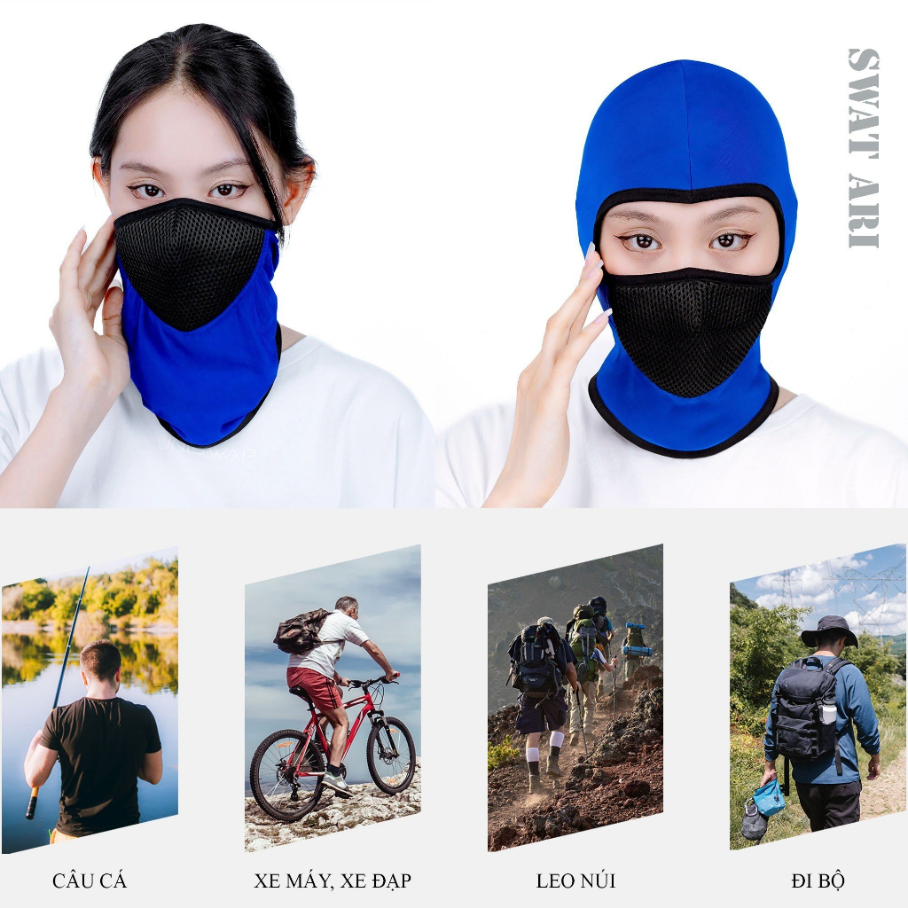 Khăn Phượt Trùm Đầu Ninja Điều Hòa ARI Cao Cấp -Mặt Nạ Chống Nắng, Chống Tia Uv Đa Năng Đi Xe Máy, Câu Cá, Chơi Thể Thao