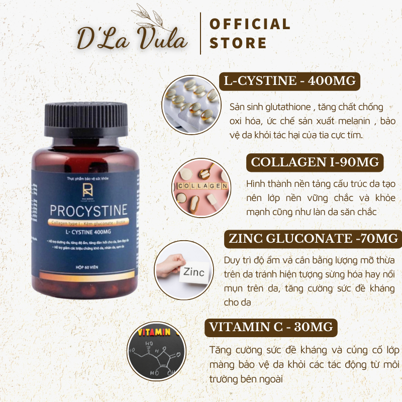 Viên Uống Đẹp Da Pan Derma Procystine 400mg 60 Viên