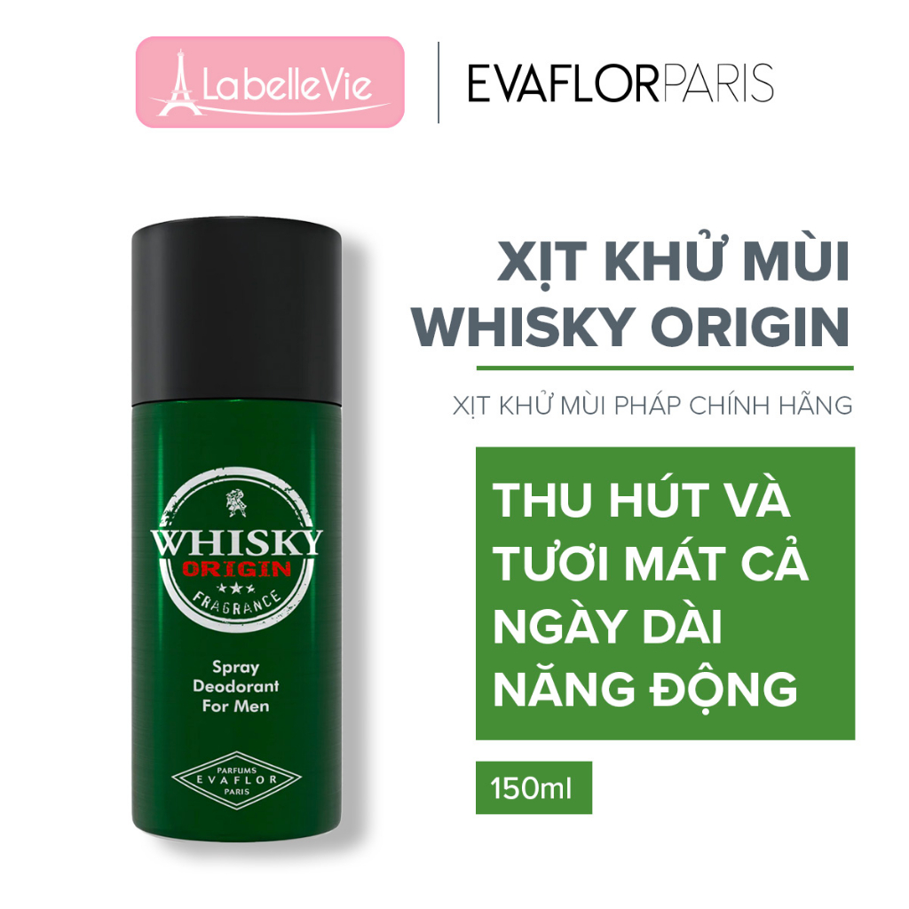 Xịt khử mùi toàn thân nam Evaflor Whisky chính hãng Pháp hương hoa oải hương khiêu khích 150ml- 75ml