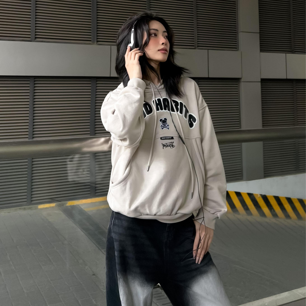 Áo Khoác Nam Nữ Bad Habits LUCKY YEAR HOODIE - TAN - Local Brand Chính Hãng