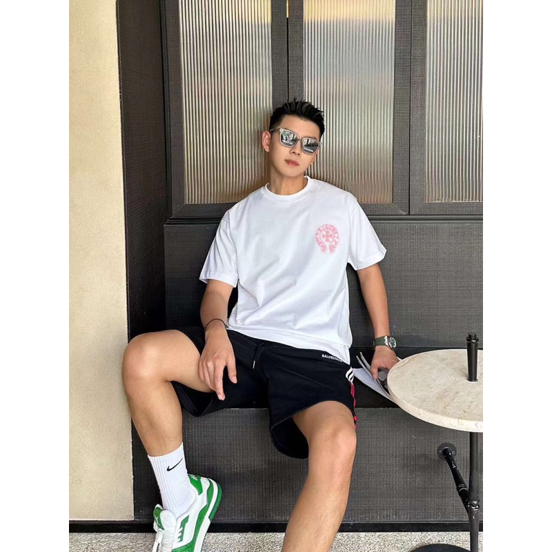 Áo Thun Chrome Heart Hồng Form Unisex Nam Nữ - Hàng Full Túi Tag 100% cotton