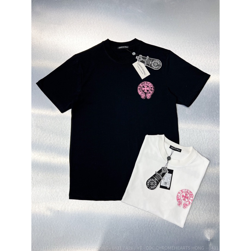 Áo Thun Chrome Heart Hồng Form Unisex Nam Nữ - Hàng Full Túi Tag 100% cotton