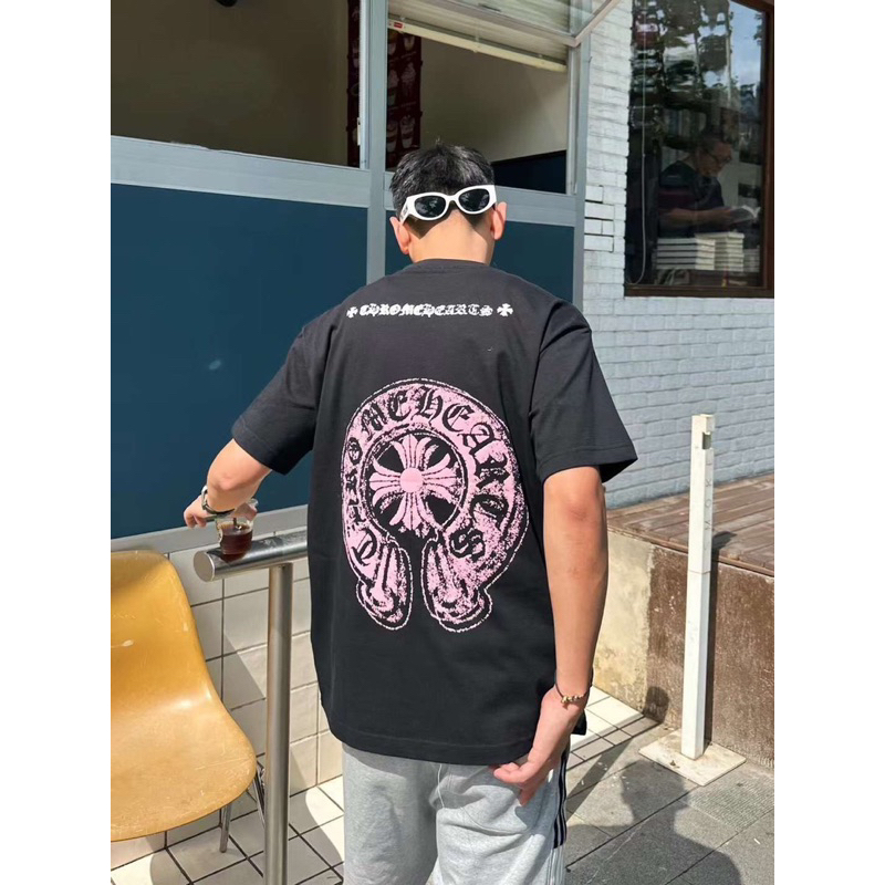 Áo Thun Chrome Heart Hồng Form Unisex Nam Nữ - Hàng Full Túi Tag 100% cotton