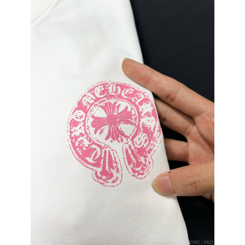 Áo Thun Chrome Heart Hồng Form Unisex Nam Nữ - Hàng Full Túi Tag 100% cotton