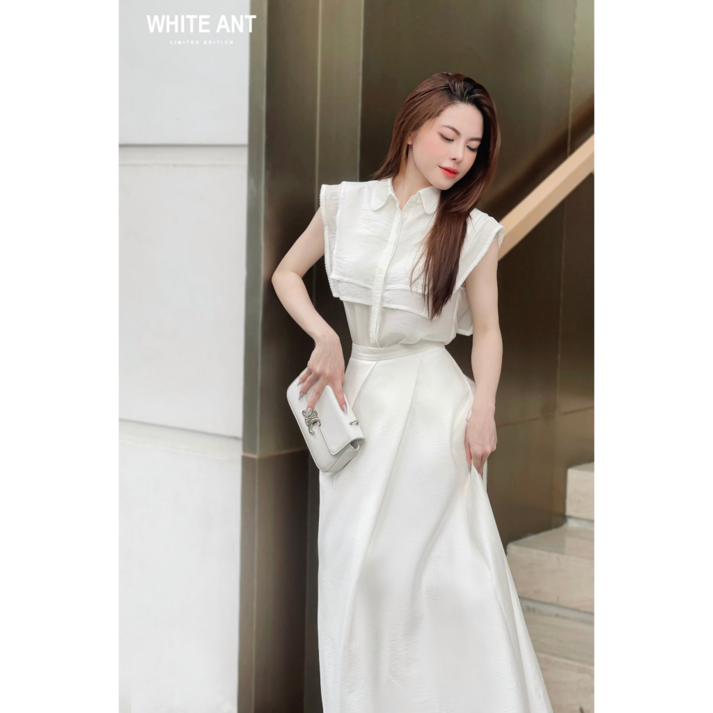 Áo Sơ Mi Nữ WHITE ANT Hàng Thiết Kế Cao Cấp, Thiết Kế Không Tay, Nhấn Súp Thân Trước Và Sau Nữ Tính 170300163
