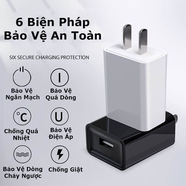 Củ sạc USB 5V 1A sạc nhanh an toàn, củ sạc nhanh điện thoại cổng USB