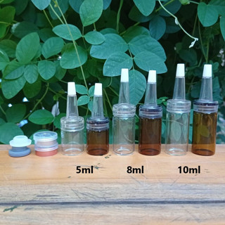 Lọ Chiết Serum 5ML/10ML (COMBO 10 CÁI) thủy tinh Nút Nhọn - Chai Chiết  Bộ 3 Nút (Nắp Nhôm + Nắp Cao Su + Nắp Nhọn)