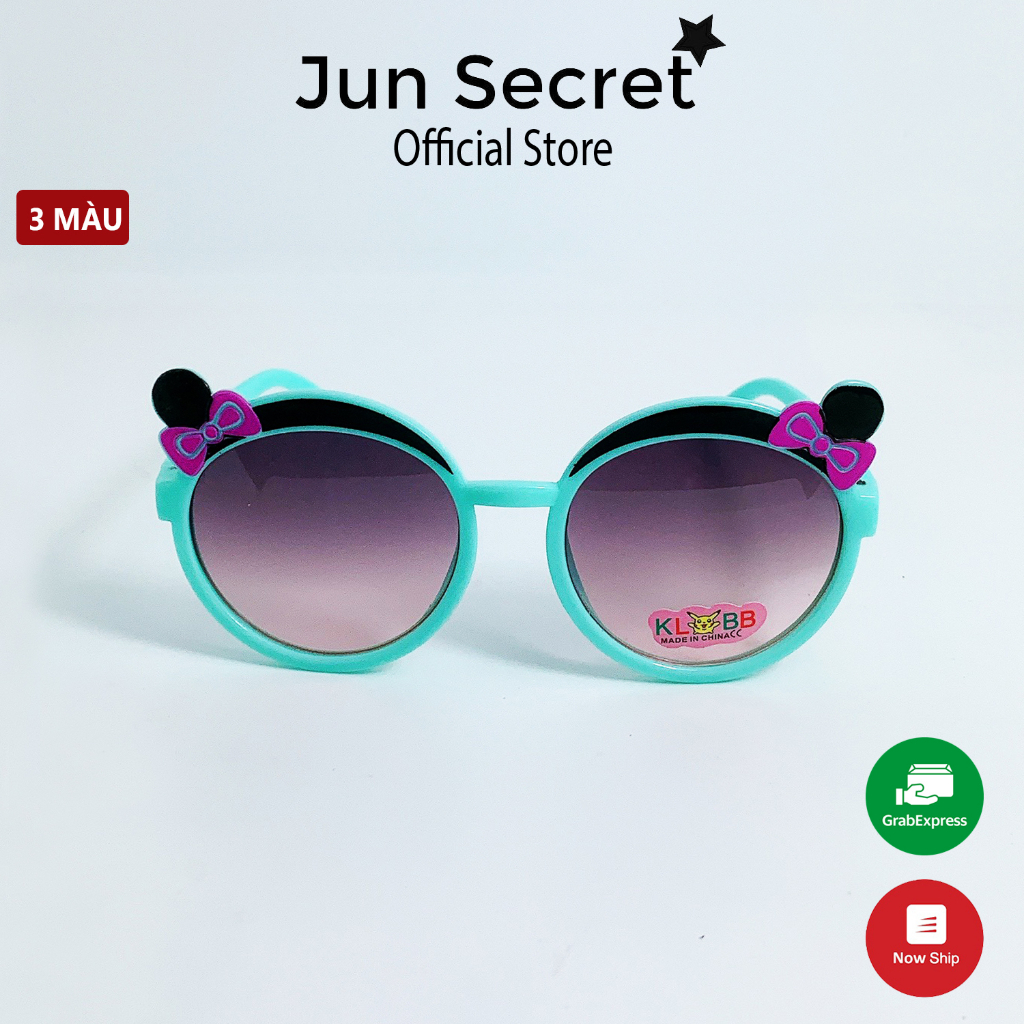 Kính mát trẻ em form ôm mặt Jun Secret tròng đính hoa dễ thương dành cho bé trai và bé gái từ 1 tới 5 tuổi JS202207