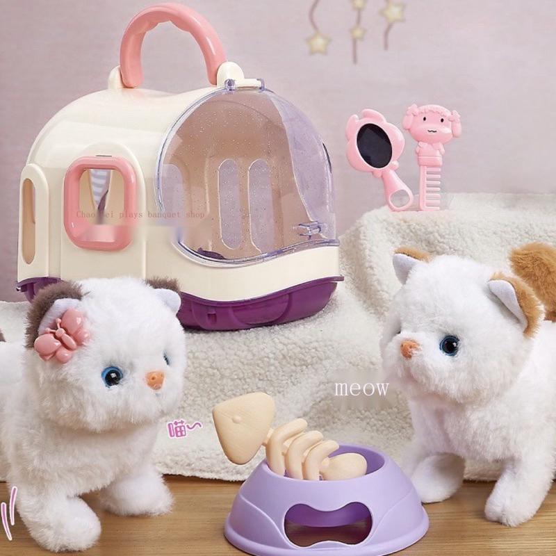 Đồ chơi Robot thú cưng con mèo pin biết đi biết nhảy, biết kêu, vẫy đuôi cho bé tặng PIN AA
