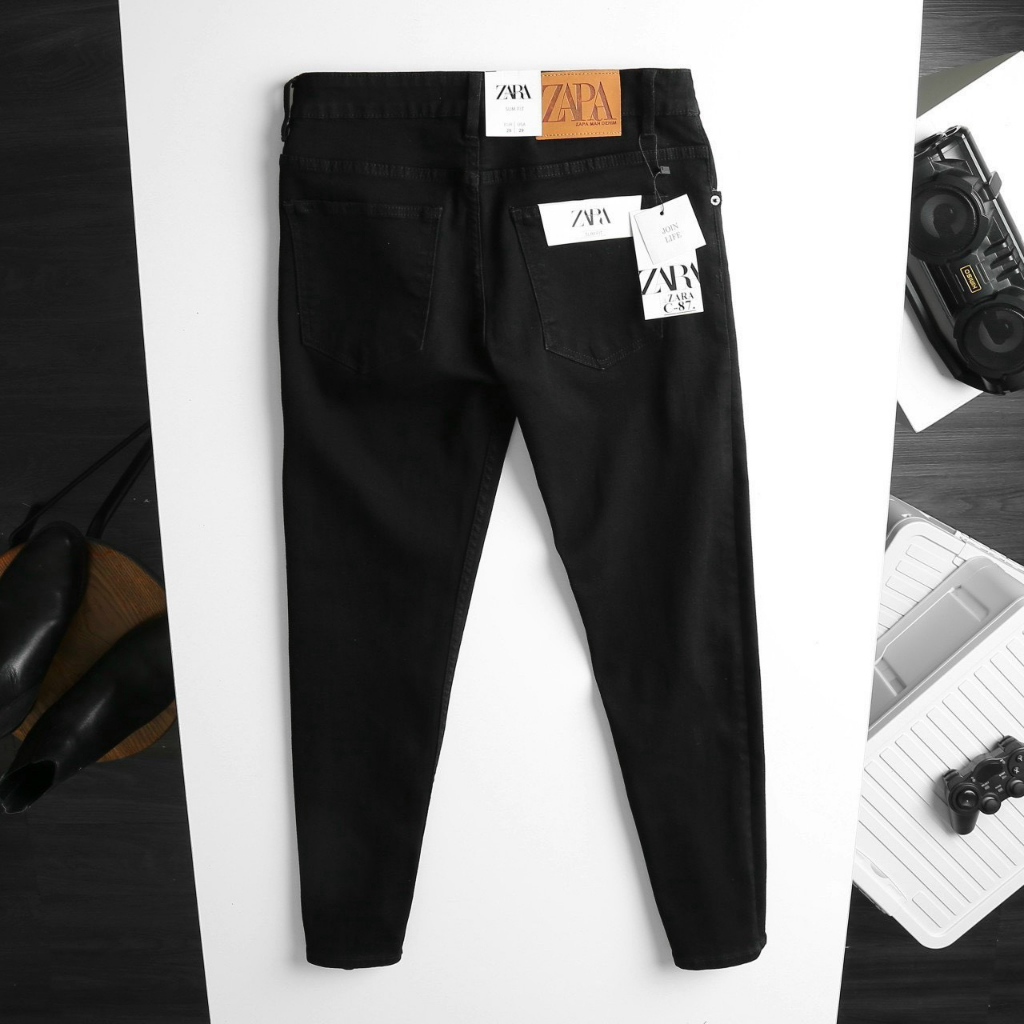 Quần jean nam dài đen rách gối vẩy sơn  chất co giãn, giá rẻ mẫu mới hot trend 2022 KAYSTORE