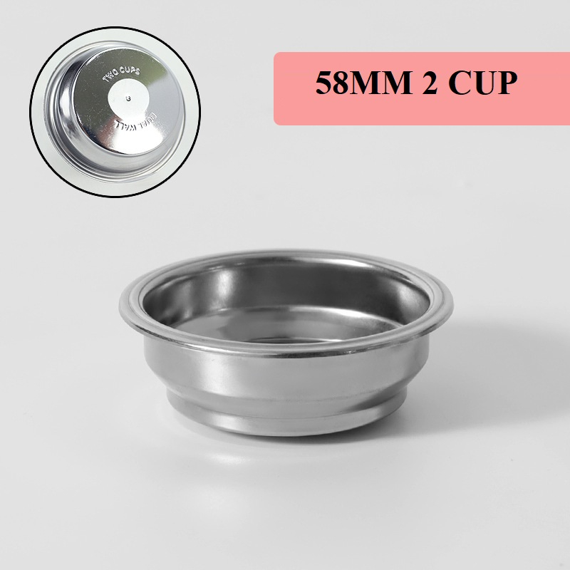 Giỏ lọc áp suất 2 đáy 58mm, Fillter 2 lớp máy pha cà phê Gemilai 3005e, 3200, 3605, Phin lọc Inox máy pha cà phê