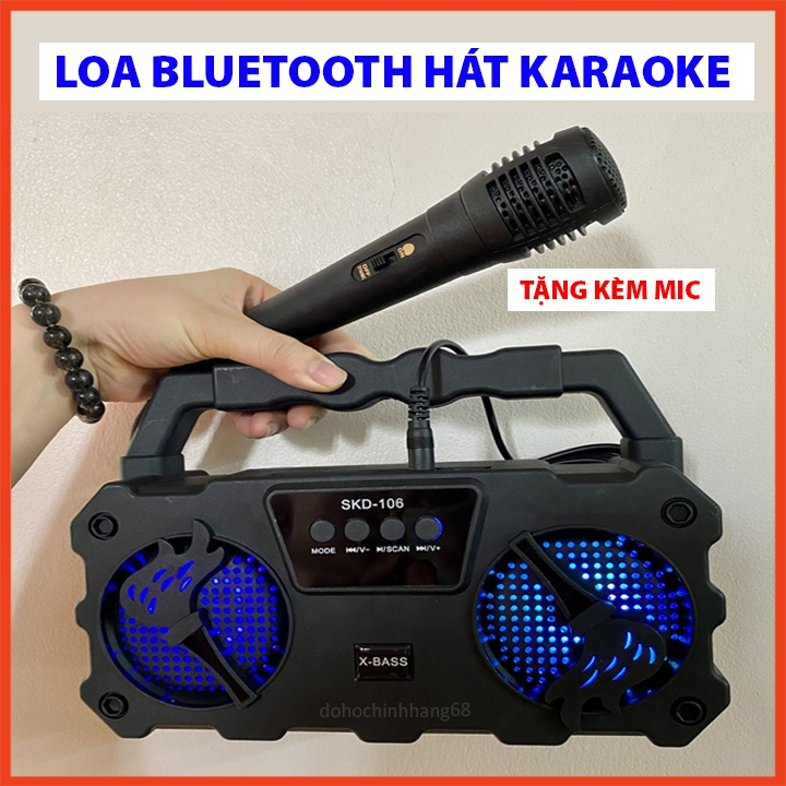 Loa bluetooth kèm micro hát karaoke cực hay SKD-106, âm thanh cực sống động