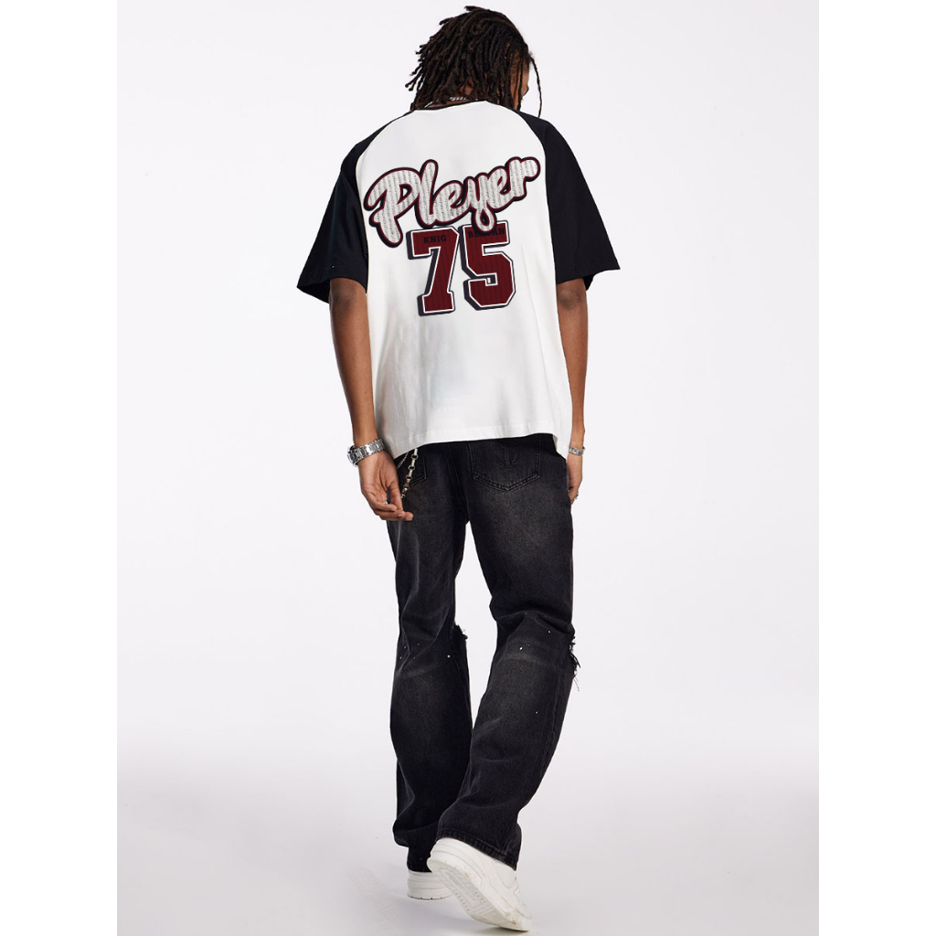 Eleclassm local brand Áo thun trắng oversize Pleyer75 thời trang nam vintage unisex 100%cotton áo phông local brand