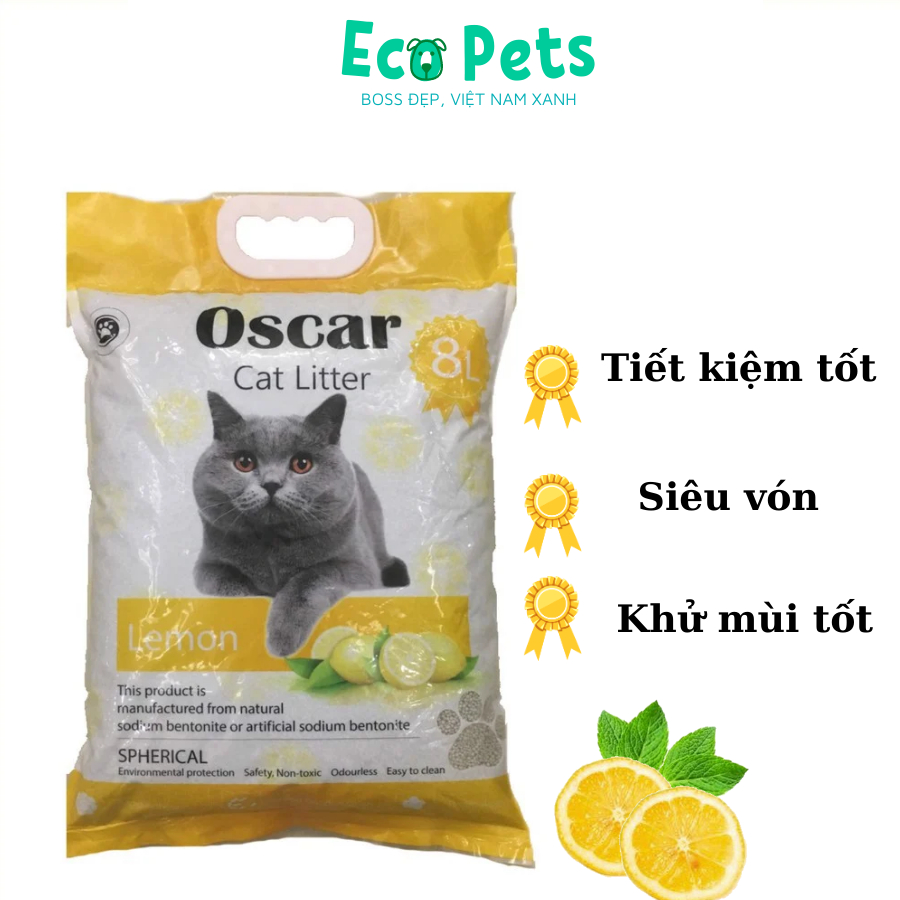 Cát vệ sinh ECOPETS cát nhật Oscar tiết kiệm khử mùi diệt khuẩn vón tốt dành cho mèo - 8 lít